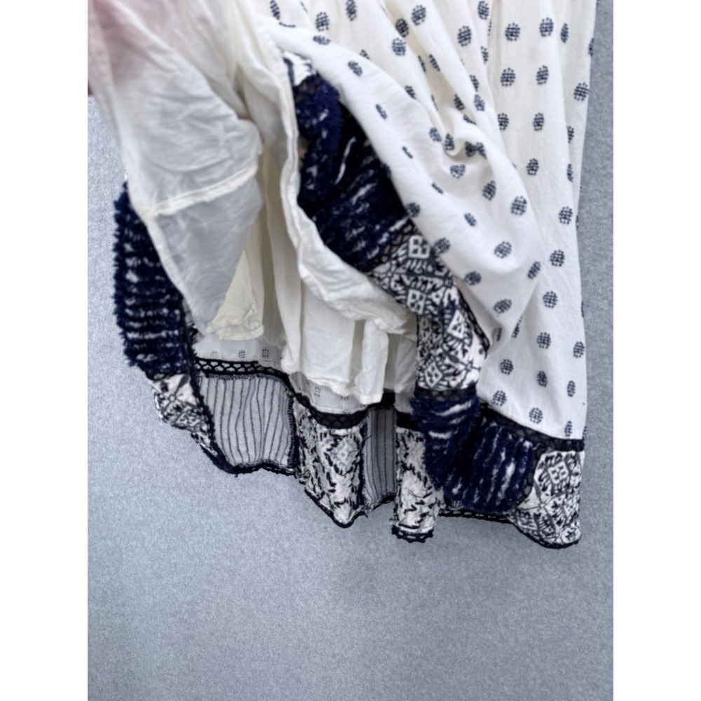 Maeve Anthropologie Jansen Embroidered Skirt Women Medium White Navy Blue Boho - Picture 7 of 10